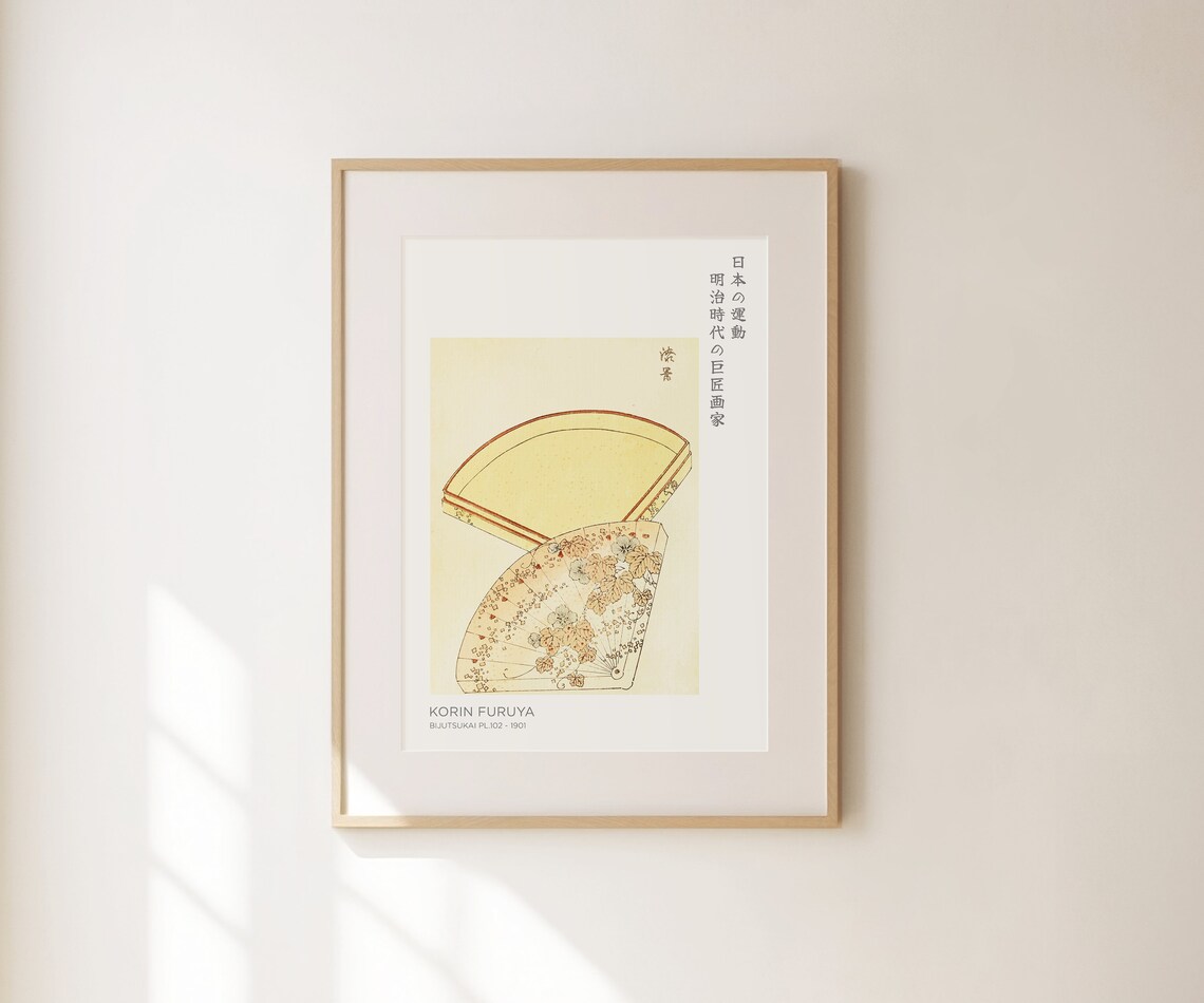 Korin Furuya Bijutsukai Folding Fans 1901 Japanese Woodblock Art Print - Image 2