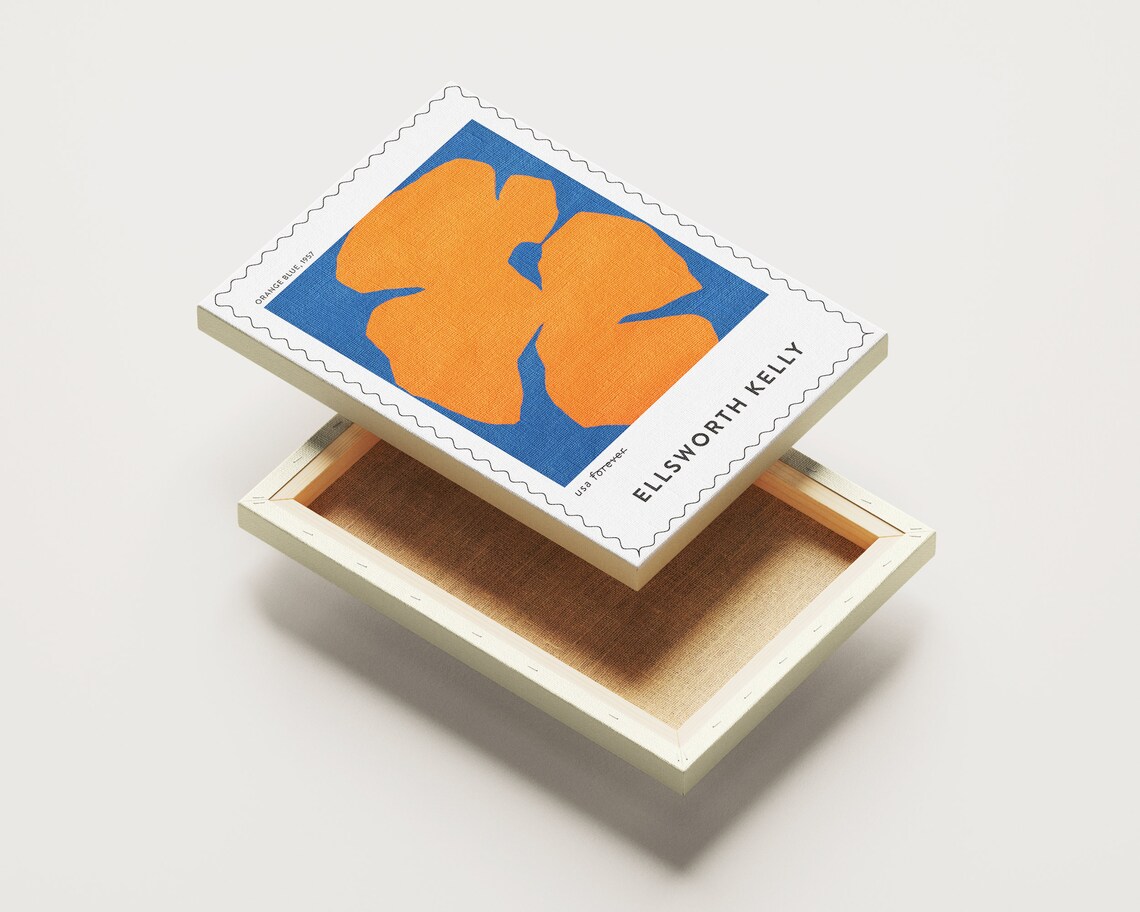 Ellsworth Kelly Orange Blue 1957 Bold Organic Shapes Stamp Art Poster - Image 4