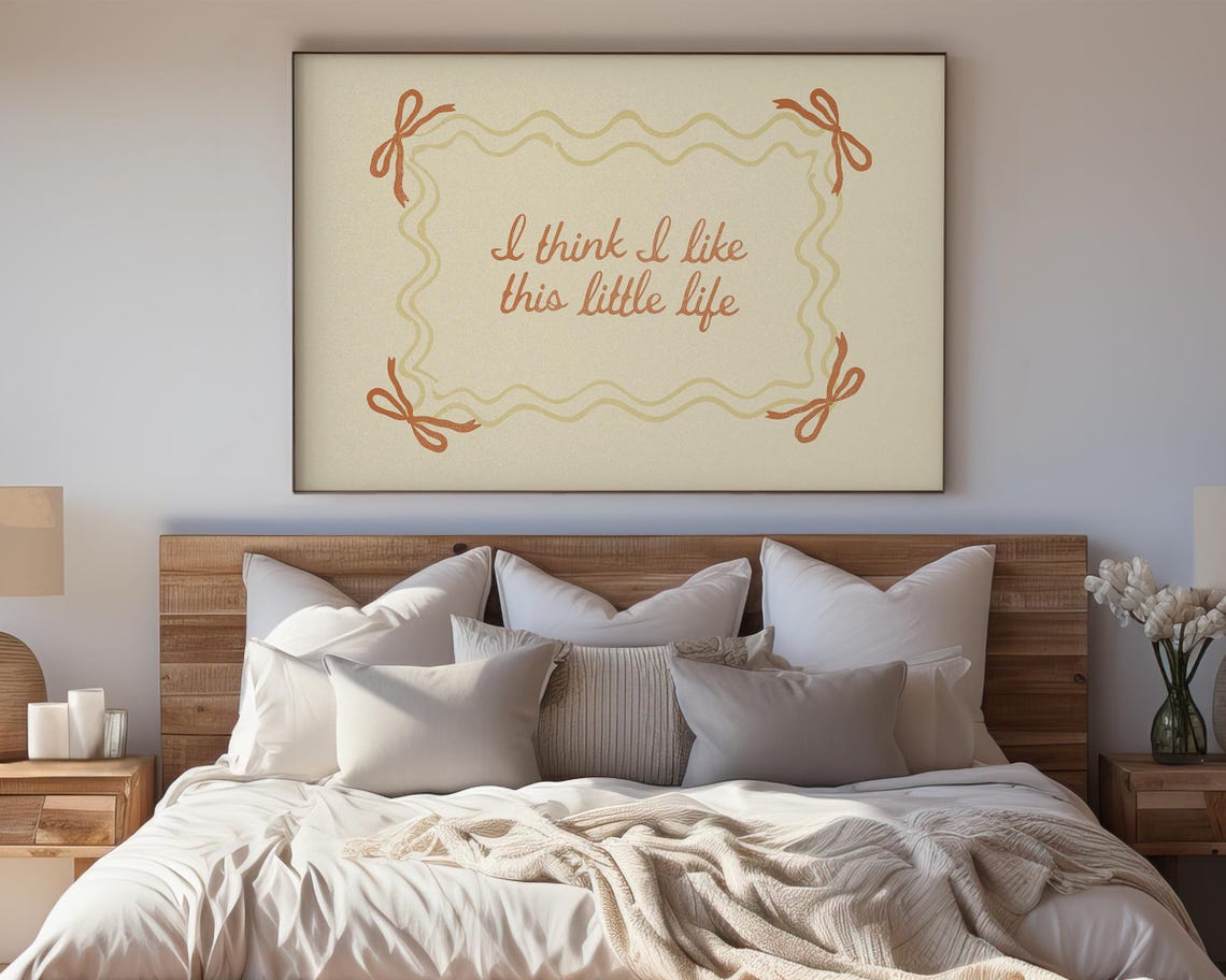 I Think I Like This Little Life Cream Canvas Quote Bow Wall Art - Image 2