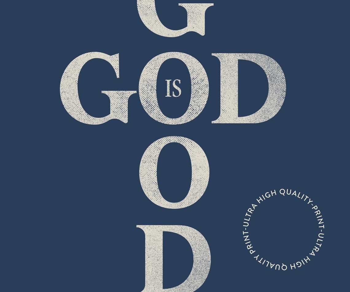 God is Good All the Time Navy Cross Typography Christian Faith Wall Art - Image 5