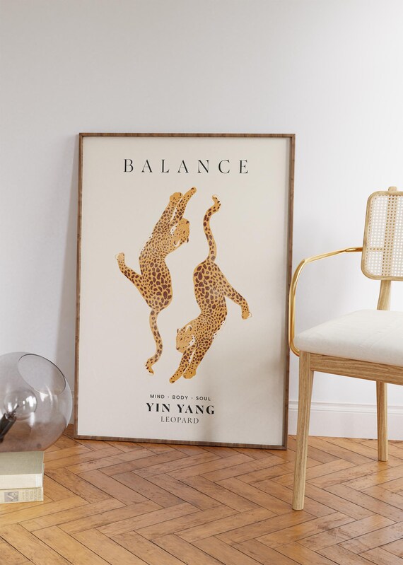 Balance Yin Yang Leopard Pair Mind Body Soul Minimalist Wall Art