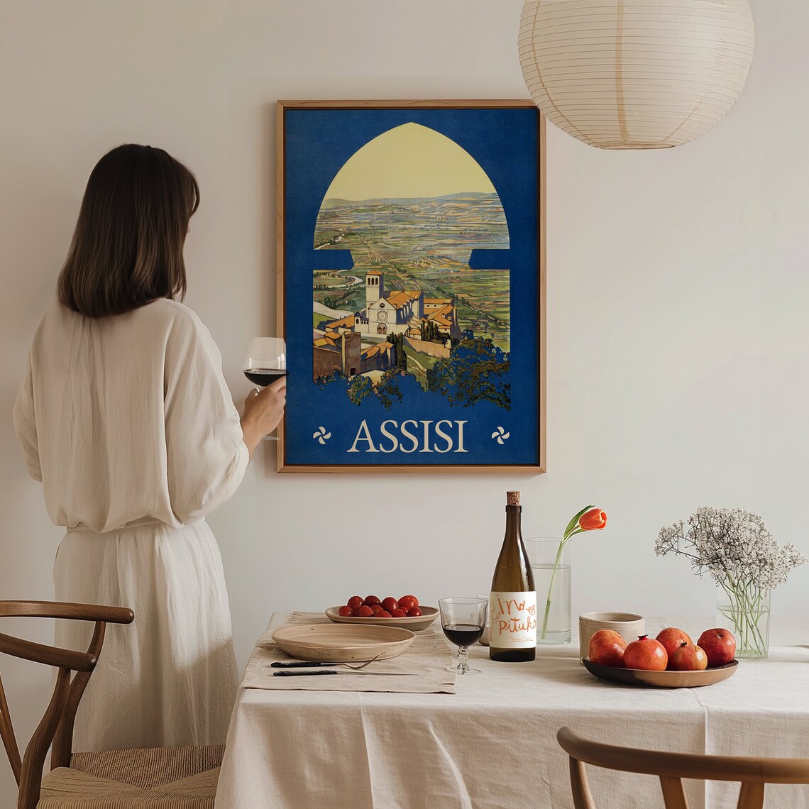 Assisi Italy Vintage Travel Poster Basilica Saint Francis Umbria Arch View - Image 3