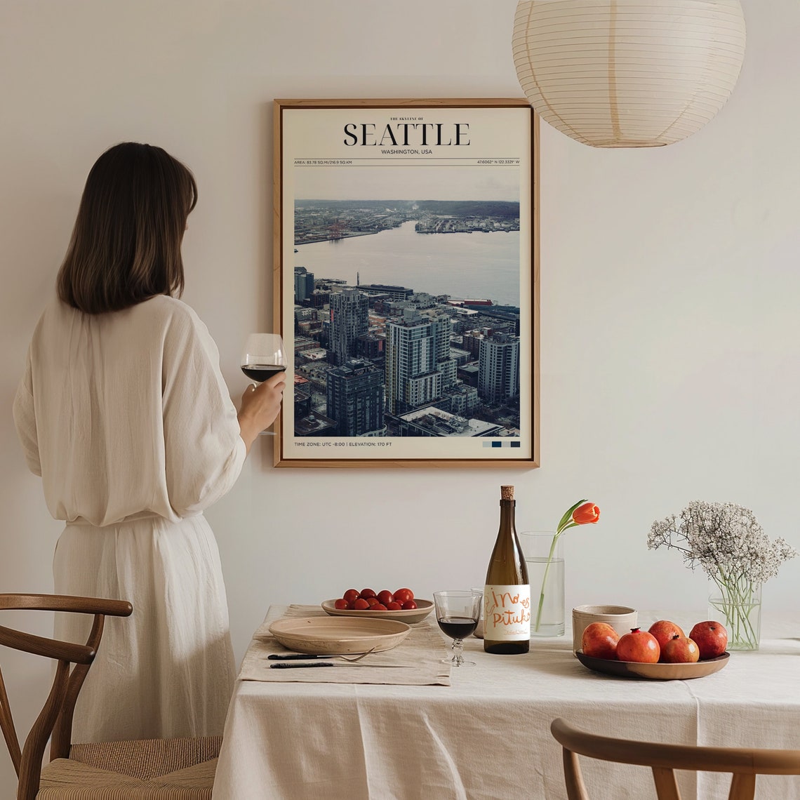 Seattle Washington Skyline Aerial Harbor Vintage Travel Poster - Image 3