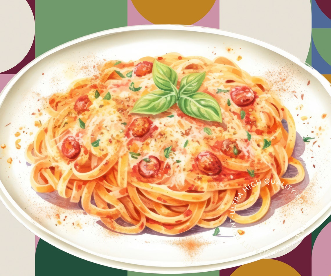 Green Pasta Club Spaghetti Plate Retro Italian Kitchen Wall Art Poster - Image 5