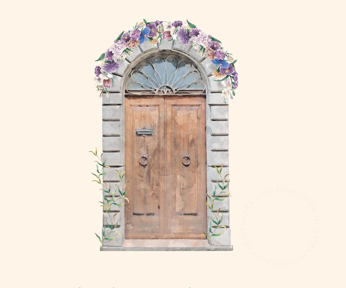 How She Loves To Be Home Wooden Door Floral Arch Quote Print Poster - Image 5