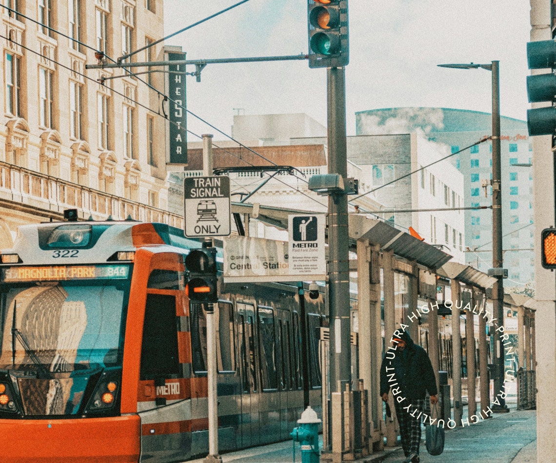 Houston Texas Metro Rail Tram on Fannin Downtown Street Travel Poster - Image 5