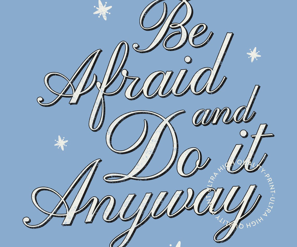 Be Afraid And Do It Anyway Blue Script Stars Motivational Poster - Image 5