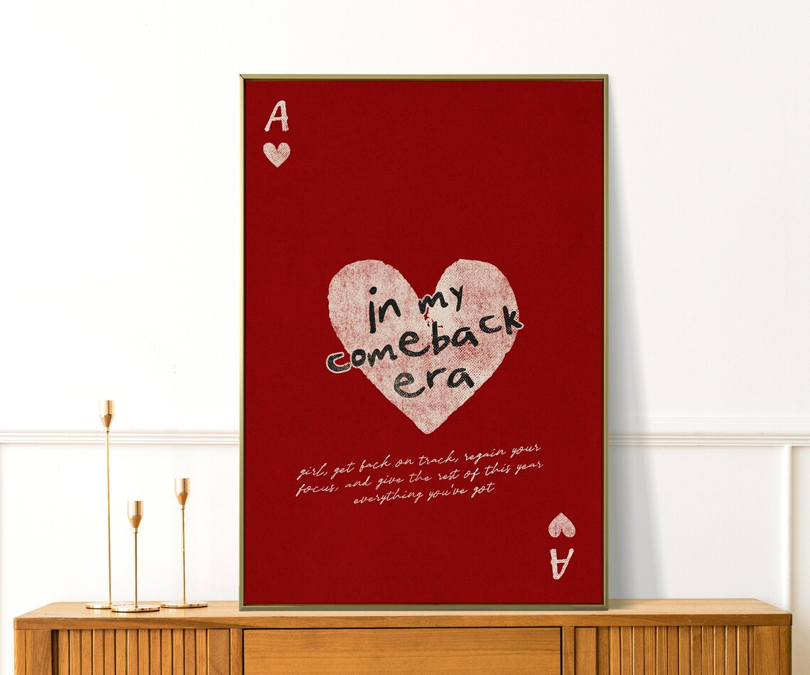 In My Comeback Era Burgundy Ace of Hearts Feminist Quote Poster - Image 2