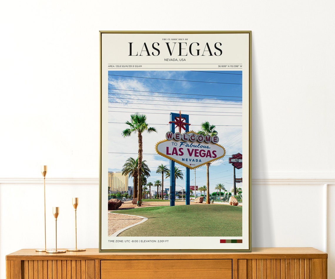Travel Poster Las Vegas Strip Poster Las Vegas Sign Print Las Vegas Wall Art For Living Room Large Modern Office Cities Wall Art