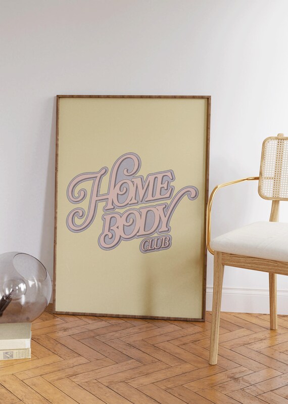 Retro Homebody Club Art Aesthetic Apartment Decor Minimalist Typography Print Mid Century Modern Home Gifts Large Living Room Wall Art
