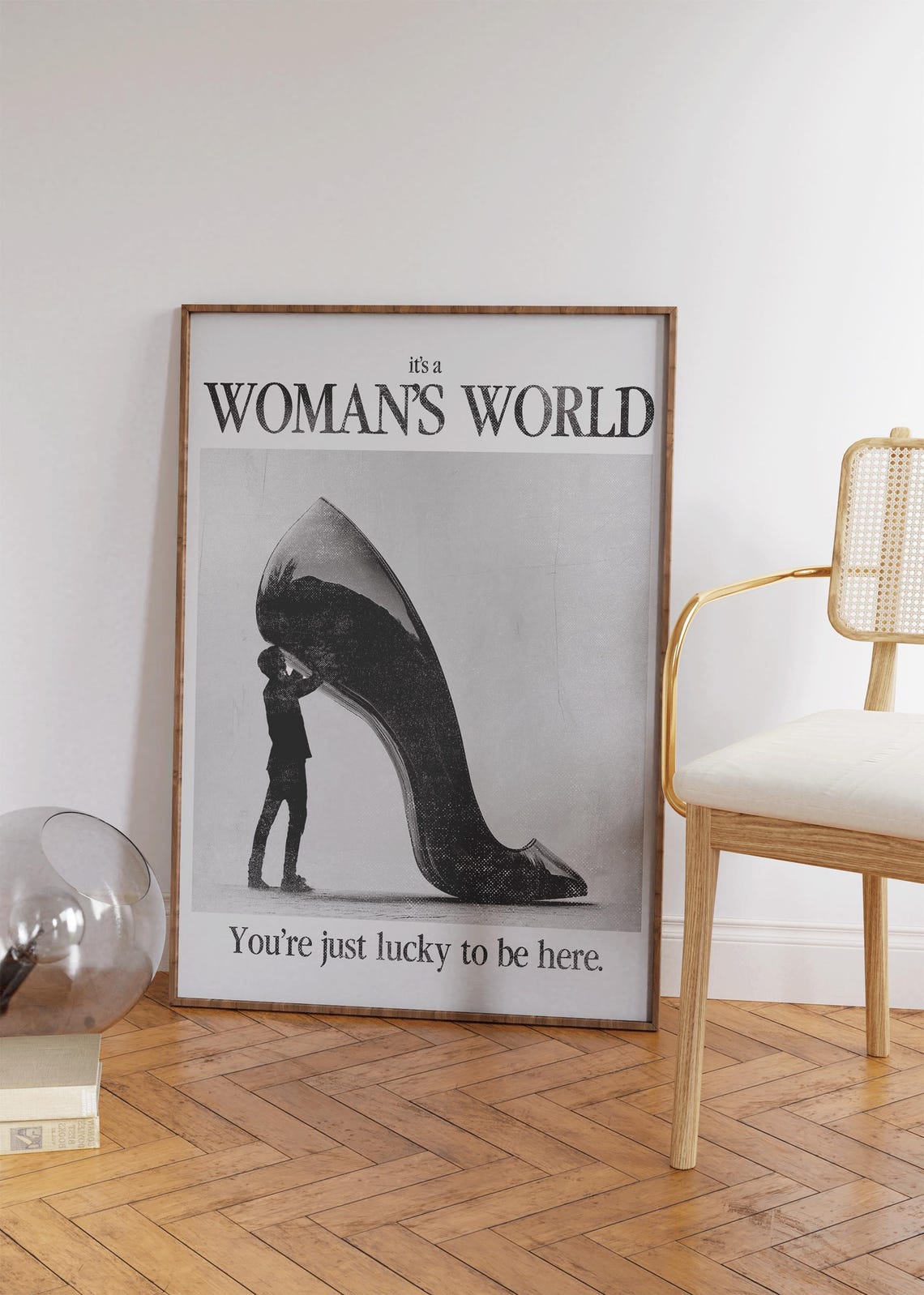 Its A Womans World Feminist Quote Wall Art Retro Heels Print - Image 4
