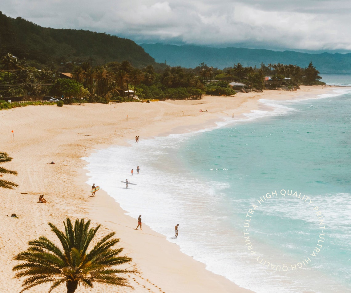 Honolulu Hawaii Island Beach Aerial Palm Turquoise Surf Travel Poster - Image 5