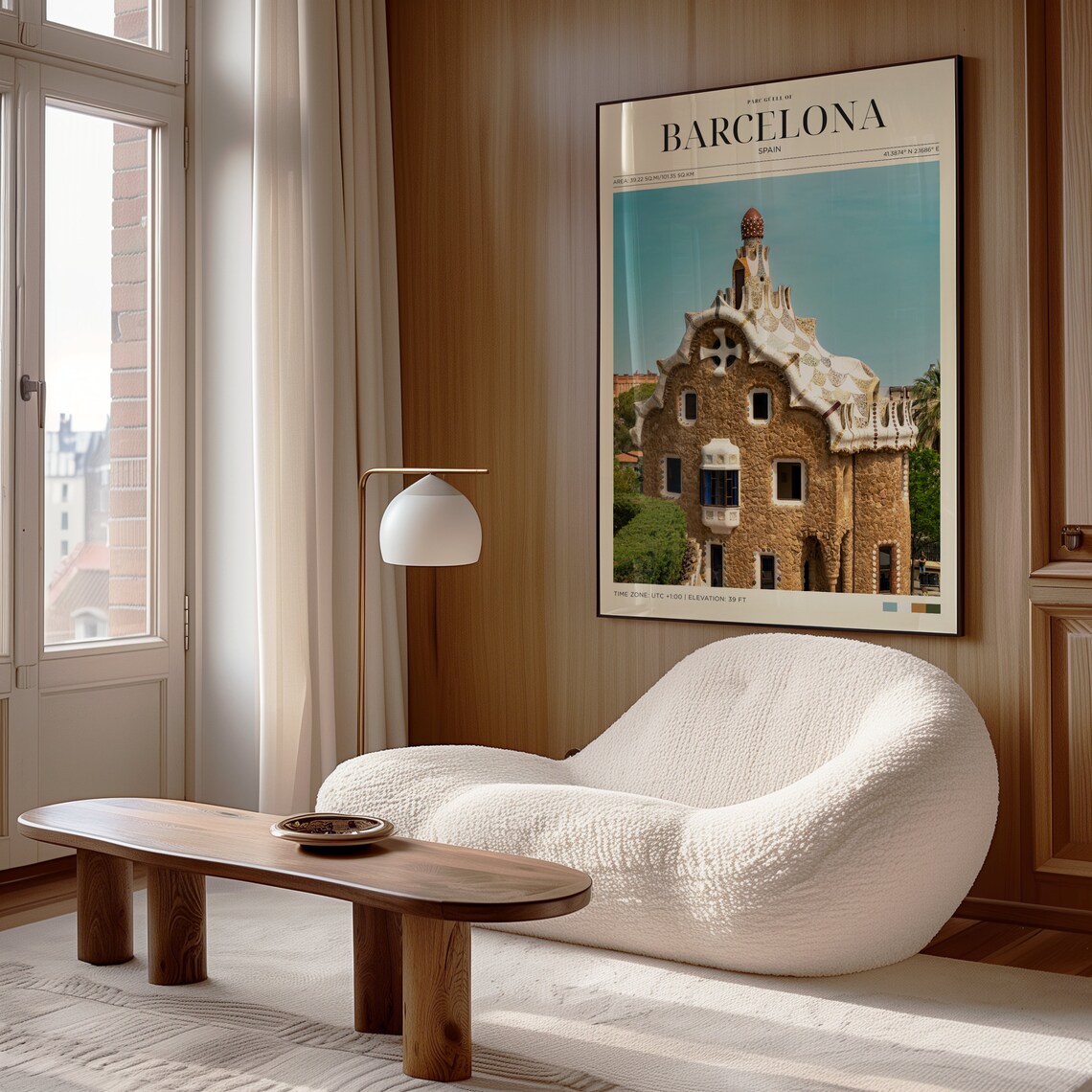 Travel Poster Barcelona Park Guell Poster Barcelona Poster Vintage Spain Poster Nature Landscape Wall Art For Living Room Modern Island - Image 4