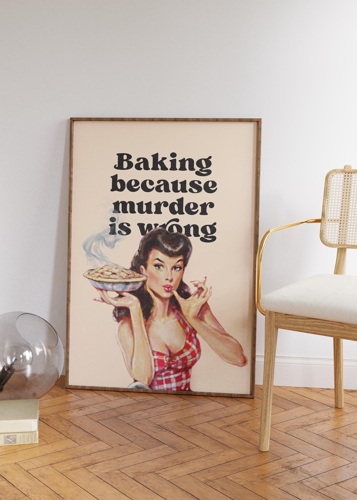 Baking Because Murder Is Wrong, Retro Kitchen Art Print - Image 4
