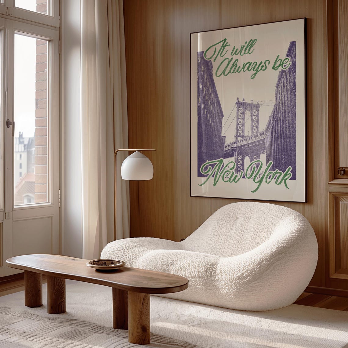 It Will Always Be New York Manhattan Bridge Retro Travel Poster - Image 3