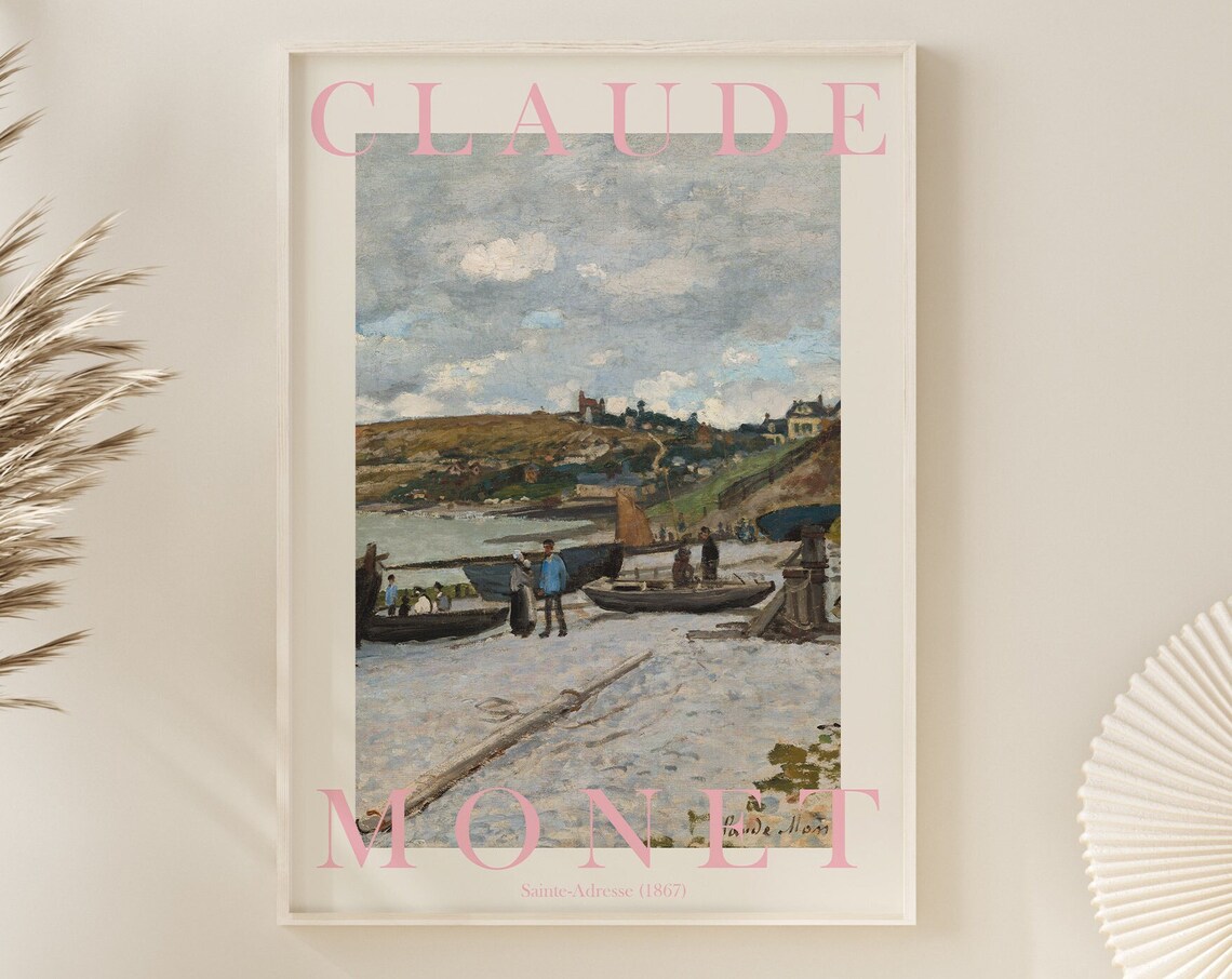 Claude Monet Sainte-Adresse 1867 Fishing Boats Harbor Beach Poster