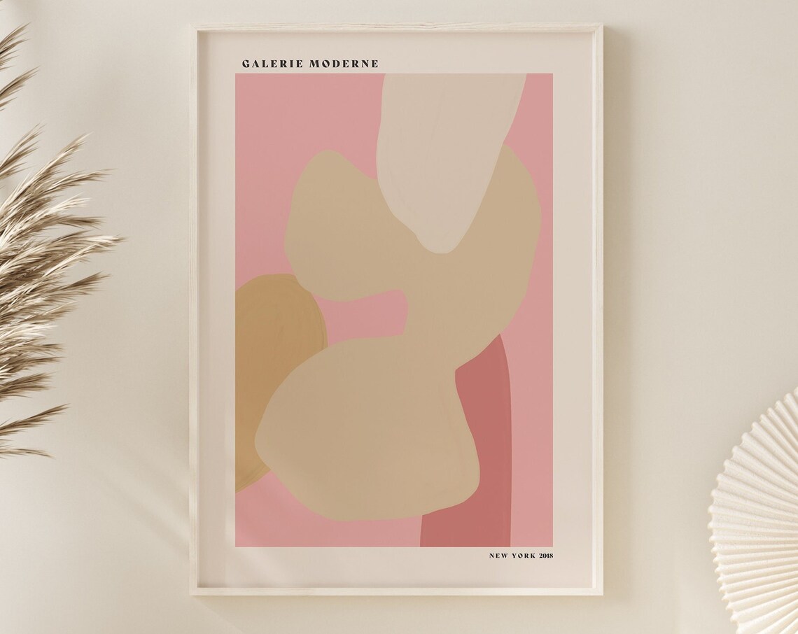 Galerie Moderne Soft Blush Pink and Tan Abstract Shapes Poster
