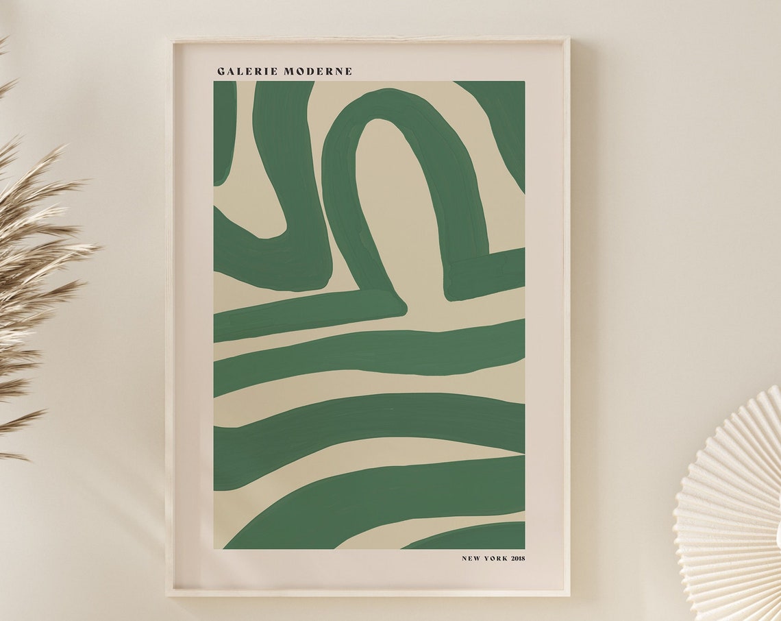 Forest Green Abstract Brushstroke Shapes Galerie Moderne Poster