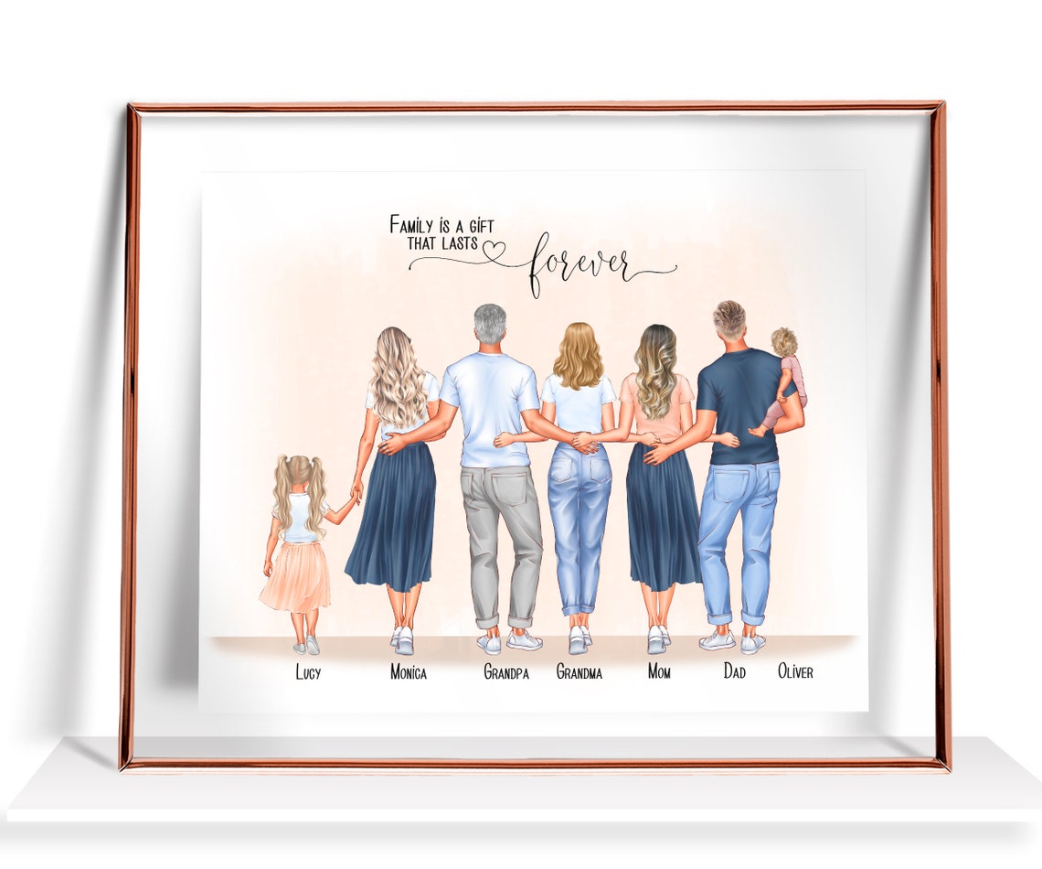 Personalized Family Portrait Custom Gifts For Mom Family Gifts Personalize Family Print Sibling Gifts Mothers Day Gift Christmas Family Gift