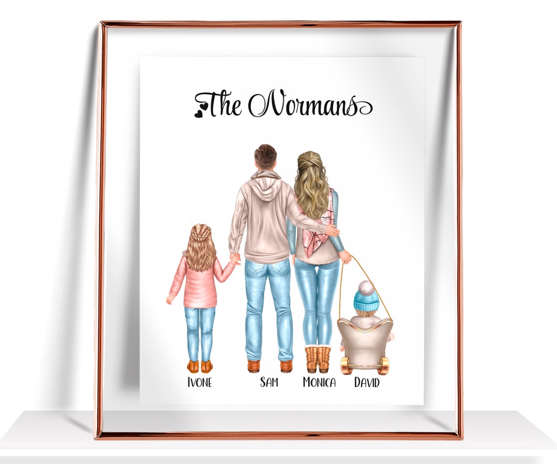Family Portrait Personalized Family Gift Christmas Family Gift Custom Family Print Our Family Illustration Mom Gift Family Picture