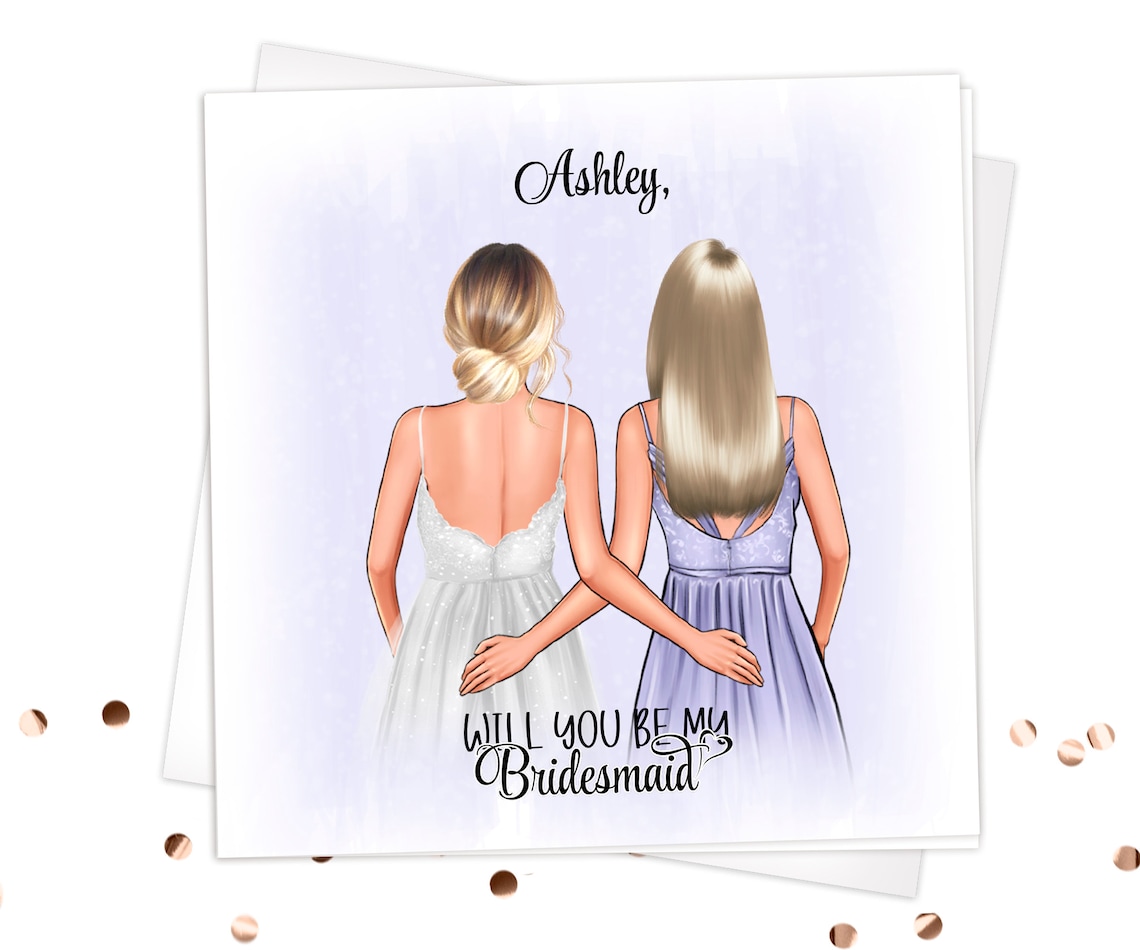 Lavender Bridesmaid Proposal Card Personalized Watercolor Bride Print