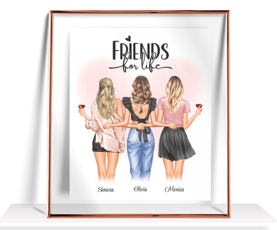 Best Friend Gift Personalized Friendship Gift 3 Best Friend Print Birthday Gifts 3 Friends Gift Best Friend Print Custom Gift For Her