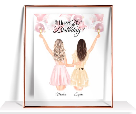20th Birthday Gift Personalized Birthday Gifts For Her Best Friend Birthday Gifts Sister Birthday Gift Happy Birthday Print