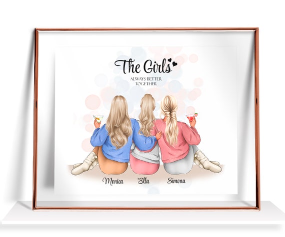 Friendship Gift 3 Best Friend Gift Best Friend Birthday Gifts 3 Friends Gift Personalized Friendship Print Group Of Friends Print