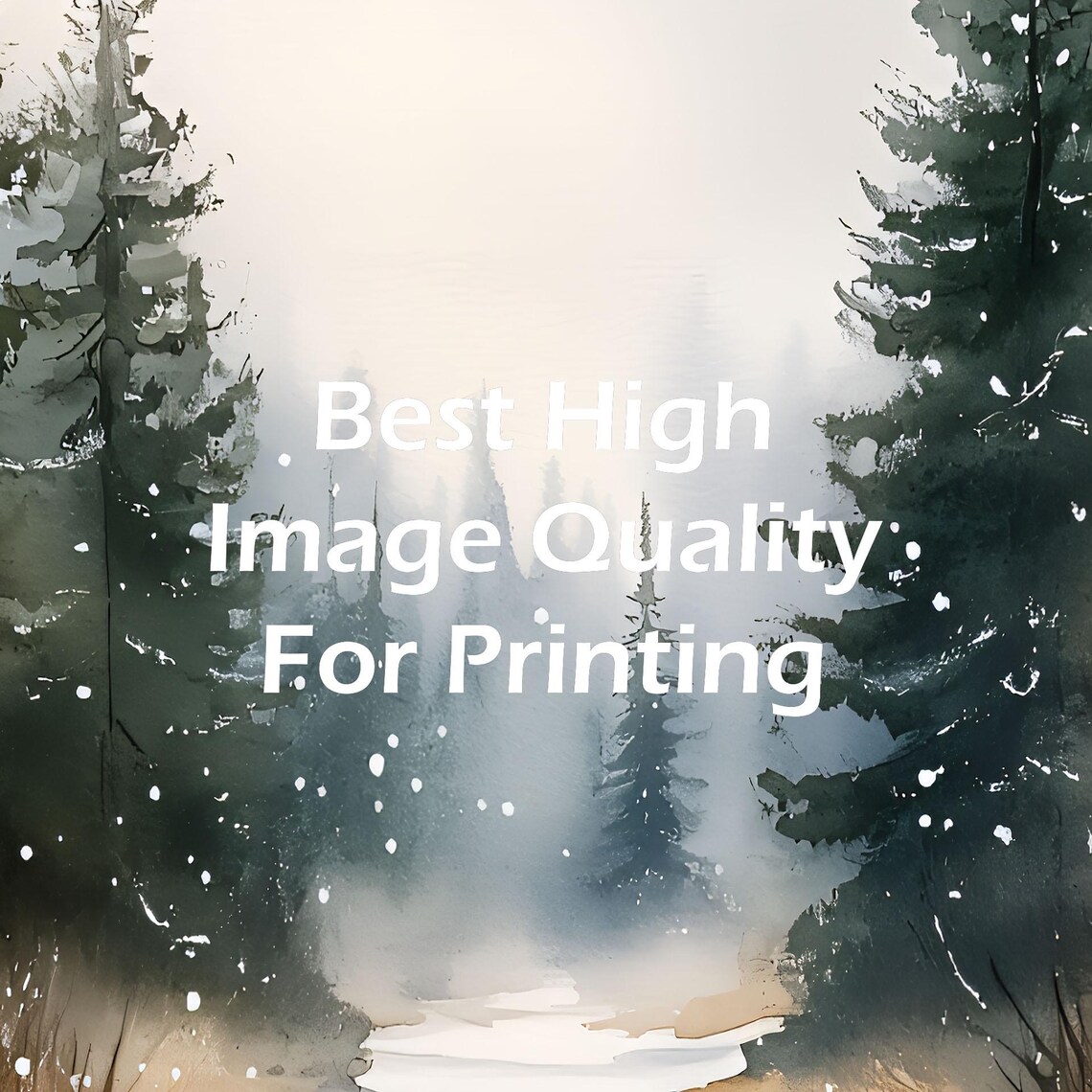 Snowy Pine Forest Path Through Woods Watercolor Winter Landscape Poster - Image 3