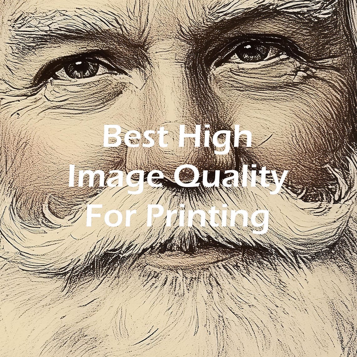 Santa Claus Vintage Pencil Sketch Portrait Christmas Wall Art - Image 5