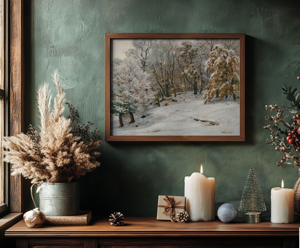 Snowy Birch Forest Winter Oil Painting Vintage Landscape Poster - Image 4