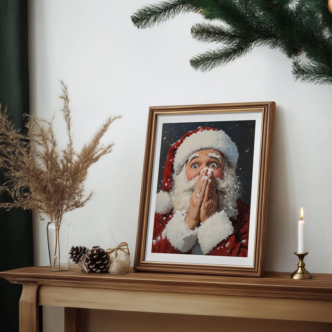 Santa Claus Funny Portrait, Christmas Wall Art - Image 6