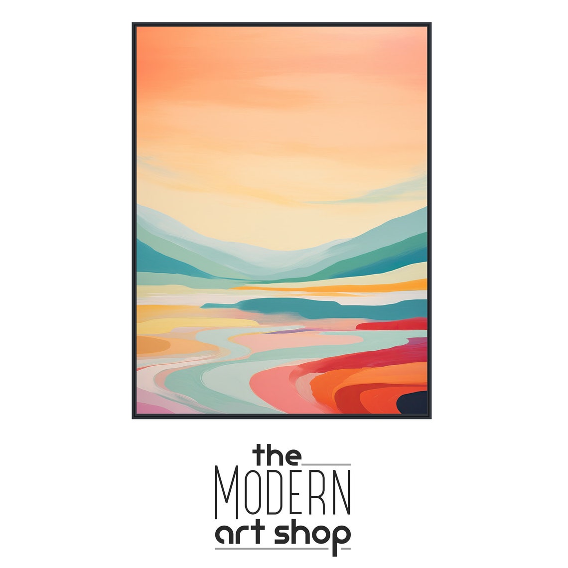 Large Abstract Landscape Wall Art Framed Print Modern Landscape Painting Colorful Artwork Misty Horizon 3 - Image 4