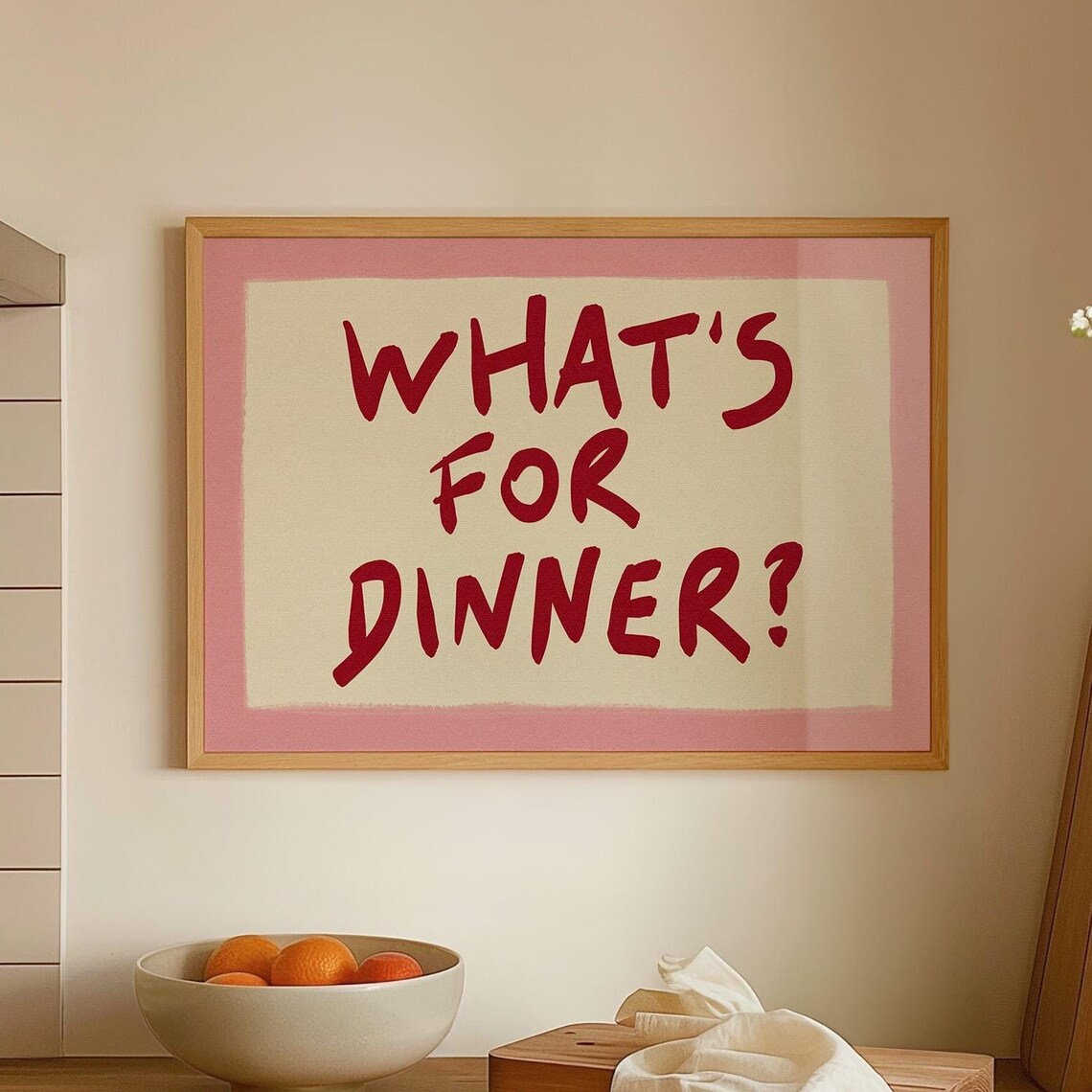Whats For Dinner? Modern Typography Quote Art Print