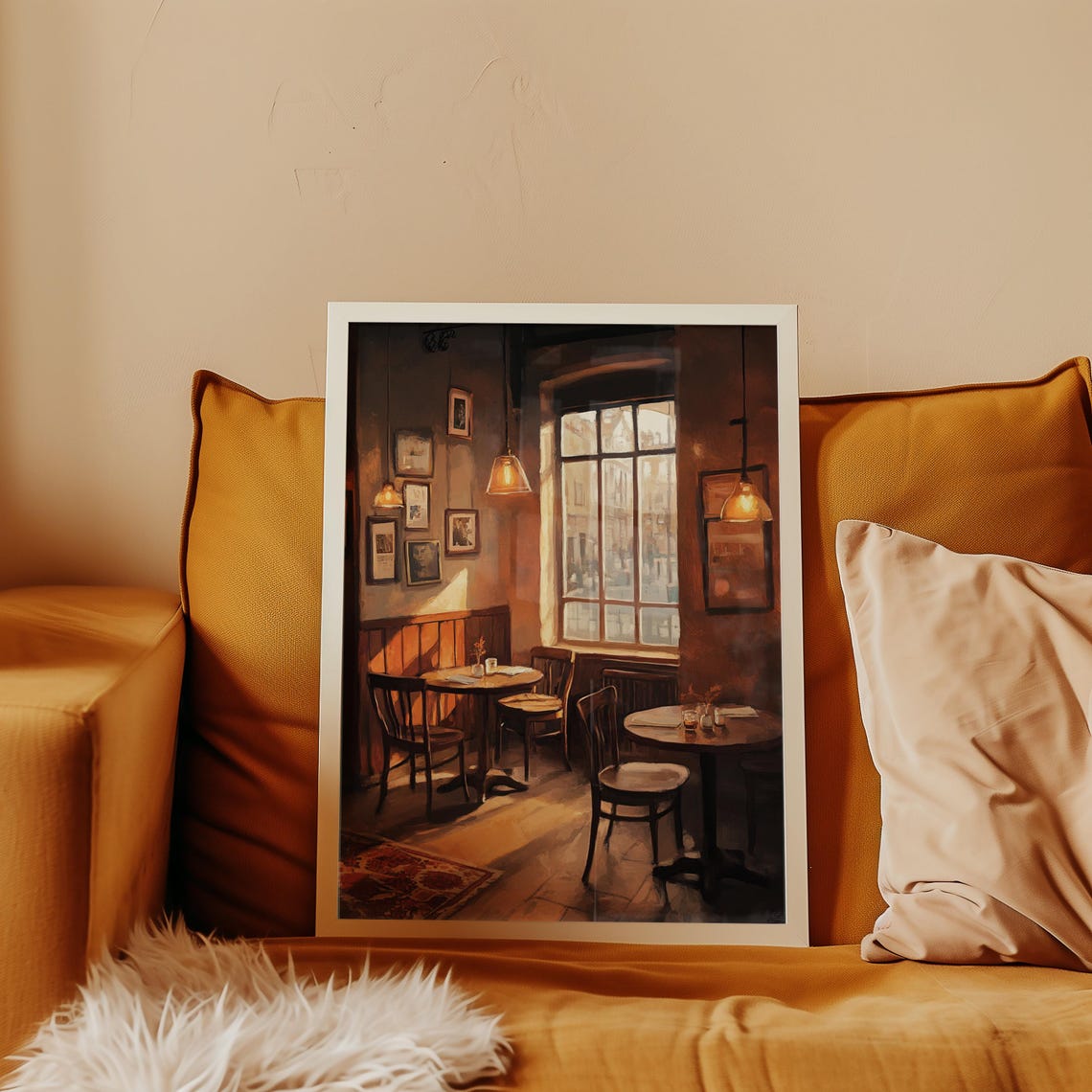 Cosy Coffee Shop Warm Window Light Cafe Interior Vintage Art Poster - Image 4