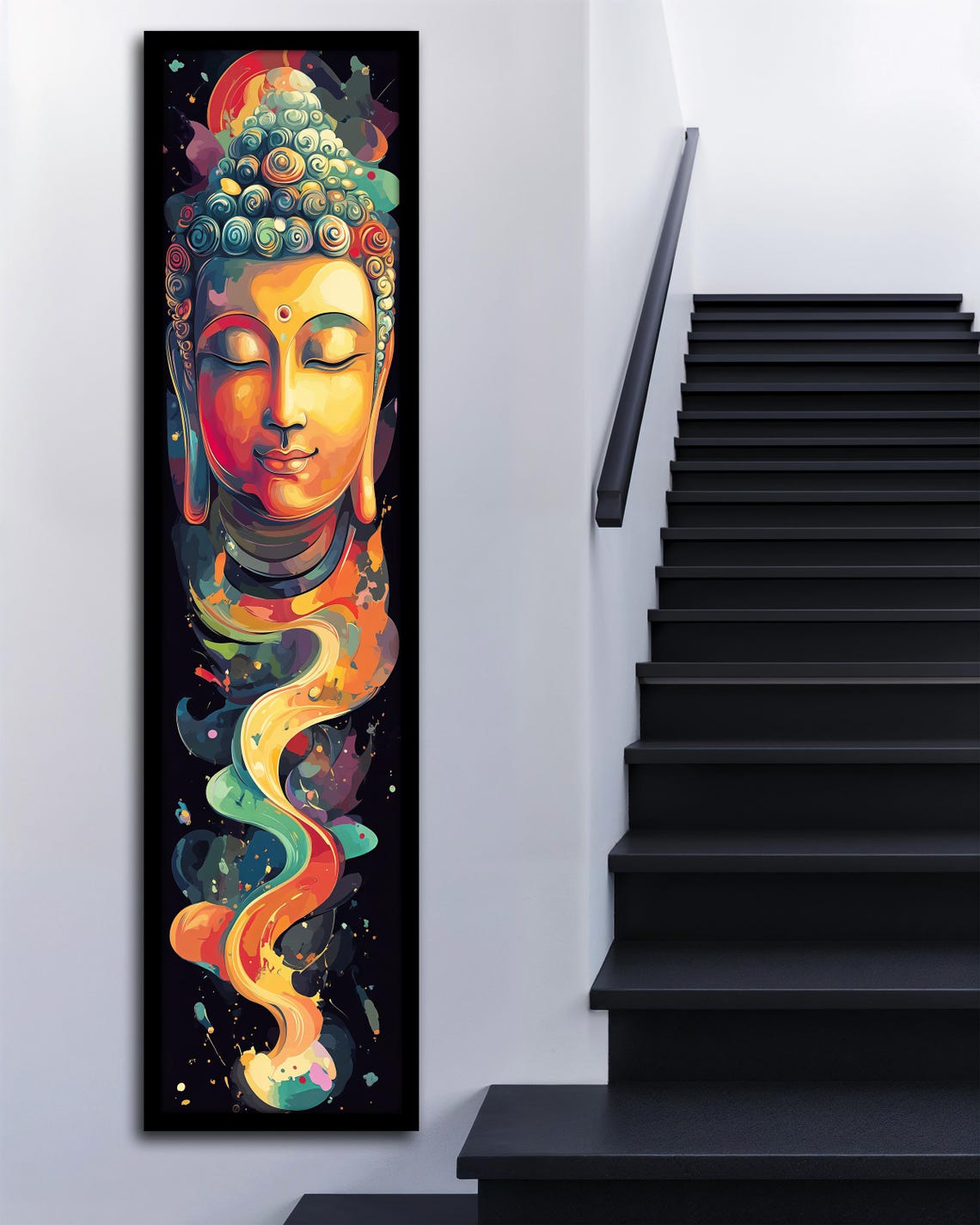Colorful Abstract Buddha Face Vibrant Zen Meditation Vertical Poster - Image 3