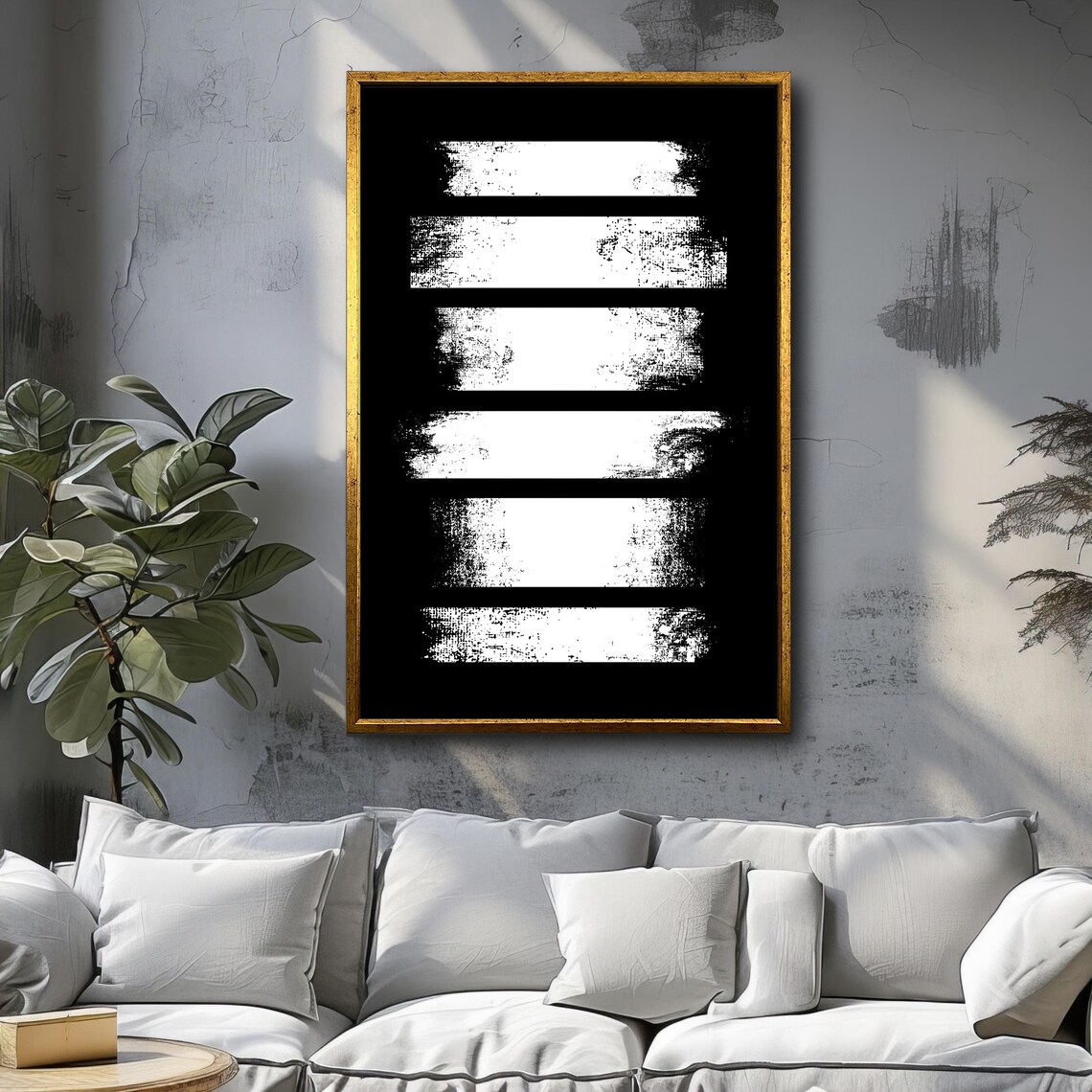 White Lines Print Minimalist Black And White Abstract Art Wall Art Decorative Wall Piece For Stylish Interiors Upscale Art Gift - Image 3
