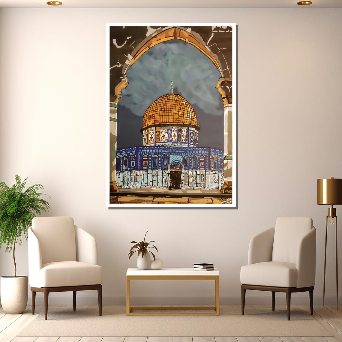 Jerusalem Dome Of The Rock Golden Dome Arch Frame Islamic Art Poster - Image 2