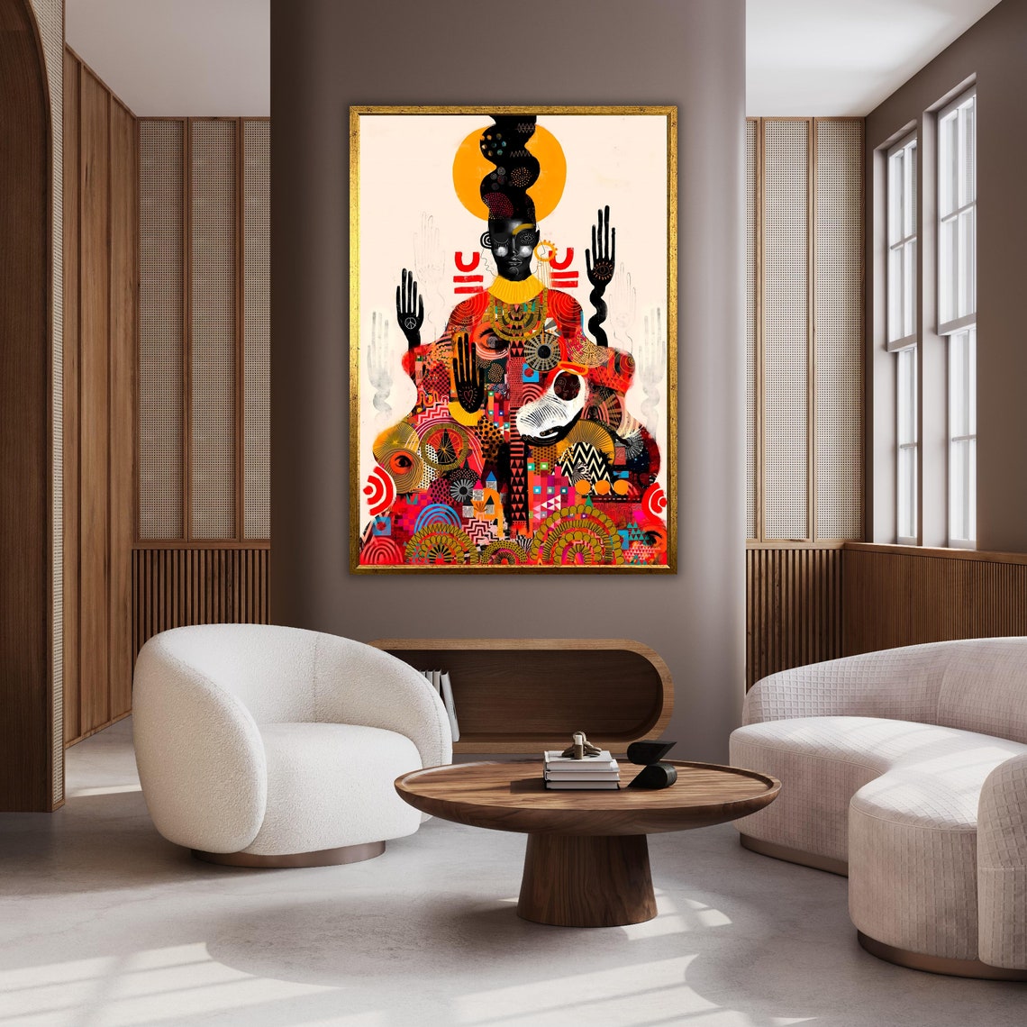 African Woman Vibrant Tribal Abstract Colorful Portrait Art Poster - Image 2