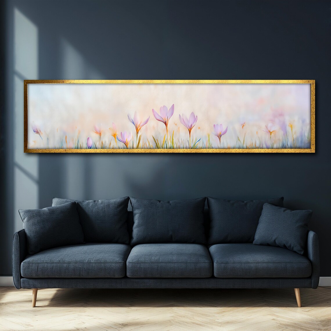 Panoramic Floral Print, Spring Crocus Artwork