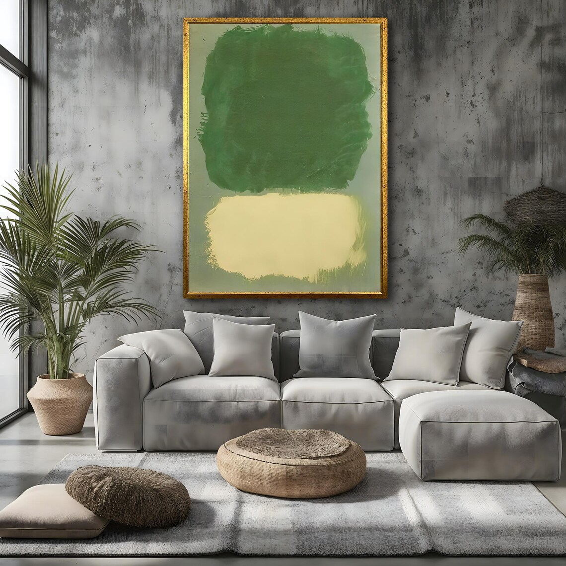 Green Beige Minimalist Mark Rothko Wall Art Abstract Poster Modern Framed Decor Large Ready To Hang Luxury Gift - Image 4