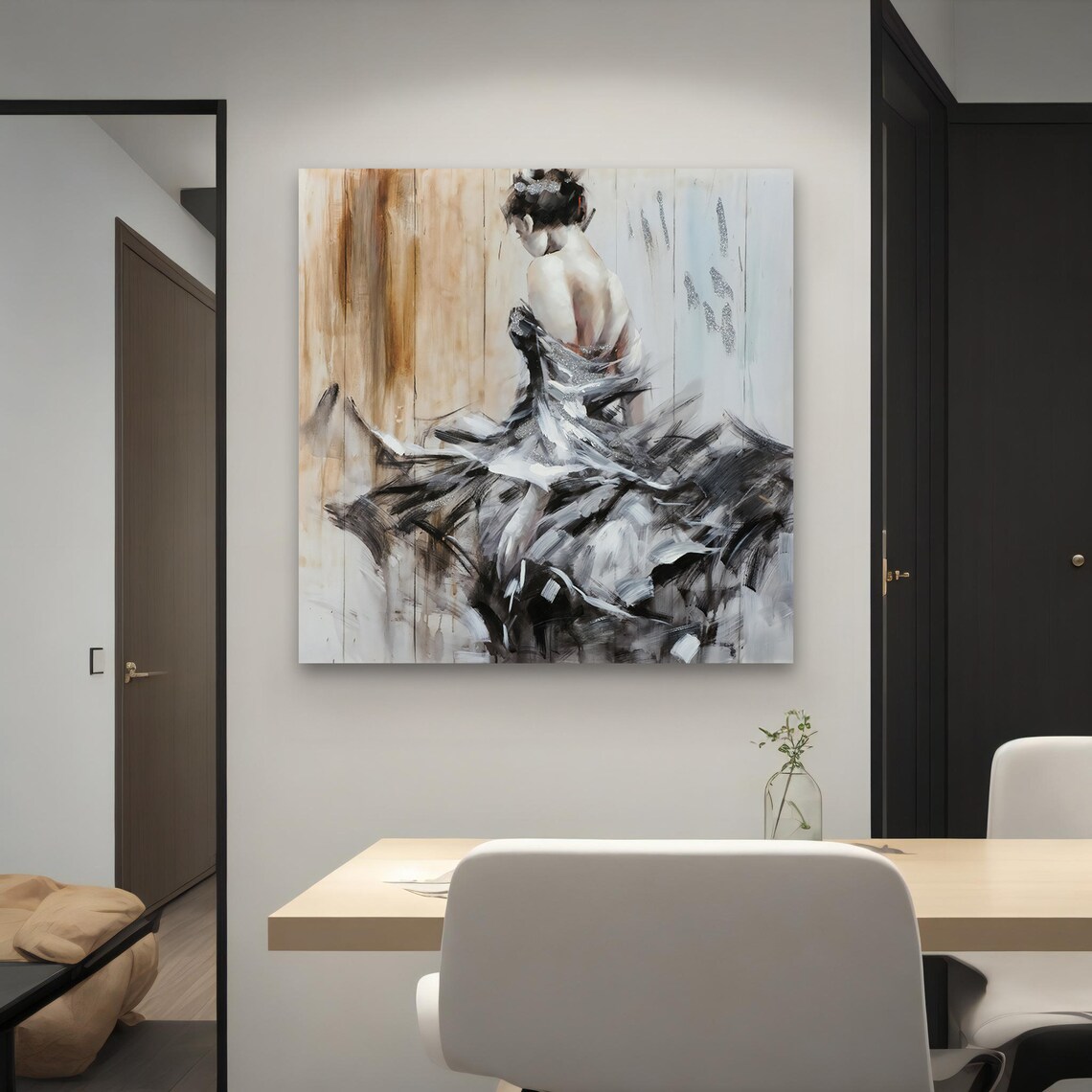 Graceful Ballerina Abstract Dance Painting Elegant Flowing Dress Wall Poster - Image 4