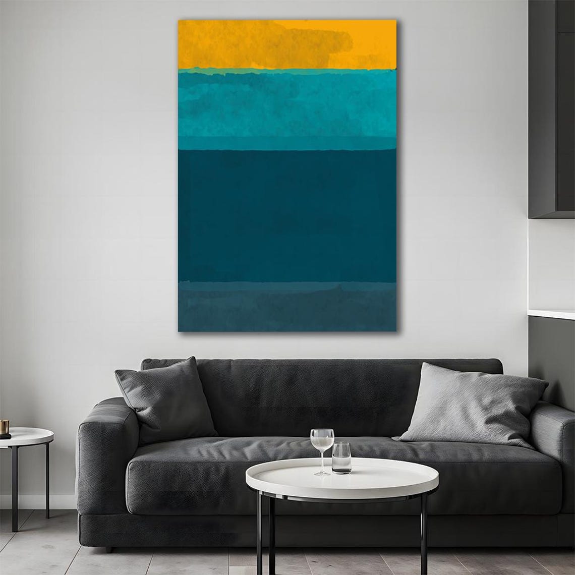 Mark Rothko Yellow Teal Blue Bands Abstract Minimalist Poster - Image 4