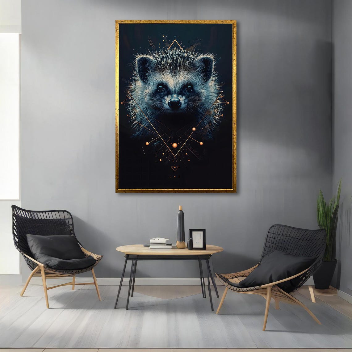 Geometric Hedgehog Constellation Dark Night Animal Art Poster - Image 4