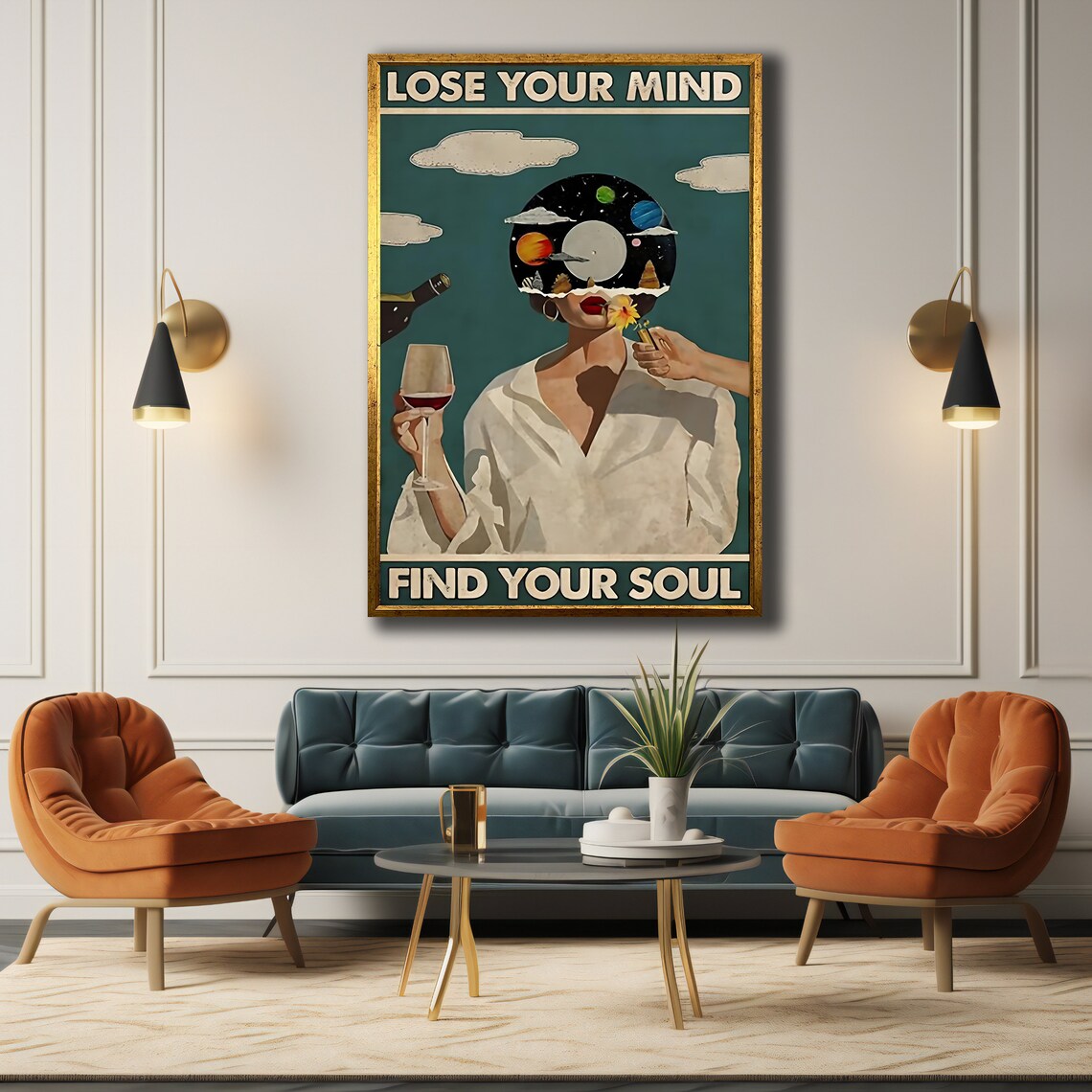 Lose Your Mind Find Your Soul Retro Music Vinyl Cosmic Woman Wall Poster - Image 2