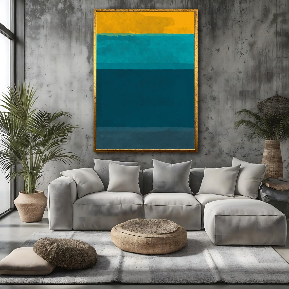 Mark Rothko Yellow Teal Blue Bands Abstract Minimalist Poster - Image 3