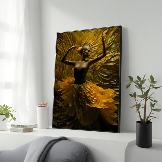 Ballerina Wall Art Print Dance Woman Wall Art Framed Ballerina Poster Ready To Hang Ballet Painting Modern Decor