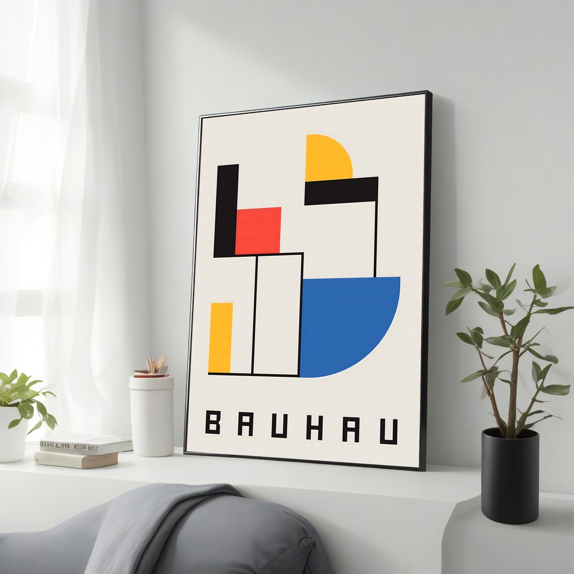 Bauhaus Geometric Red Blue Yellow Minimalist Typography Poster