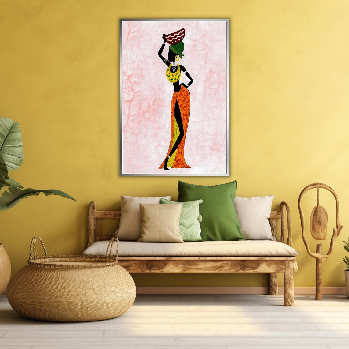 African Woman Silhouette Orange Skirt Ethnic Style Wall Art Poster - Image 4