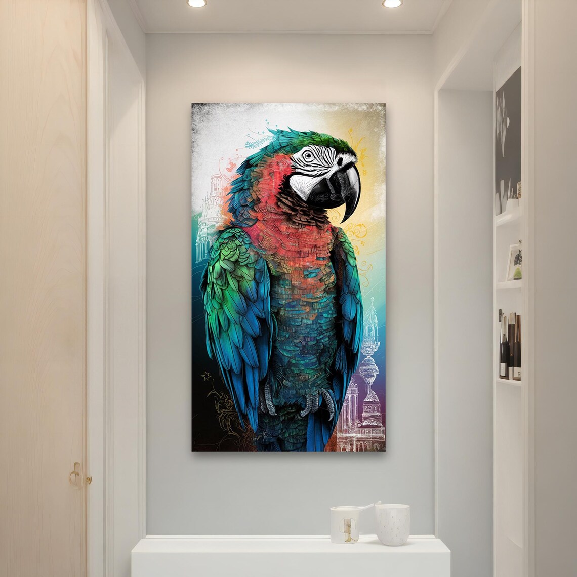 Vibrant Macaw Parrot Portrait Colorful Plumage Feathered Art Poster - Image 4